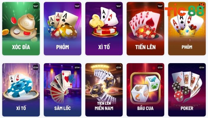 Các game bài nổi bật tại Tic88