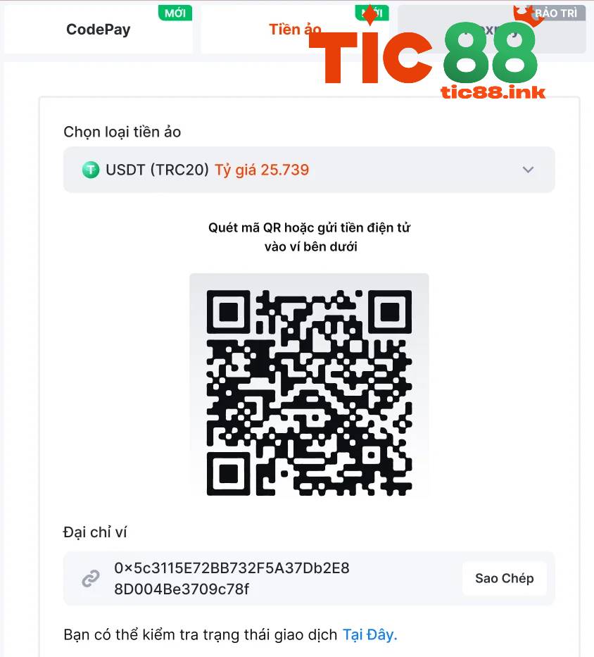 Nạp Tiền TIC88 Sao Cho An Toàn Và Nhanh Chóng 5 Bước 1: Đăng nhập và chọn mục Nạp Tiền - Tiền ảo